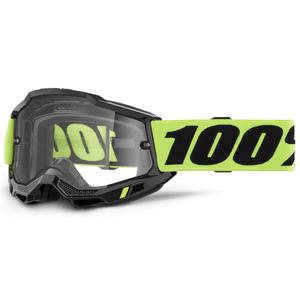Motokrosa brilles 100% ACCURI 2 Enduro dzeltenas ar dubulto caurspīdīgo pleksi