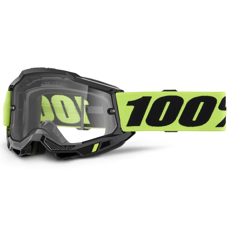 Motokrosa brilles 100% ACCURI 2 Enduro dzeltenas ar dubulto caurspīdīgo pleksi