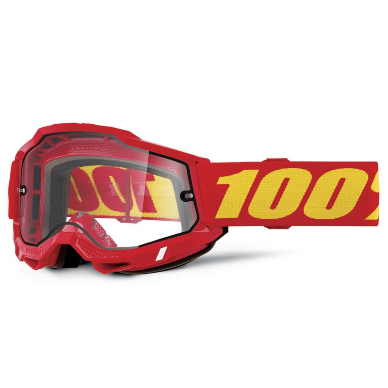 Motokrosa brilles 100% ACCURI 2 Enduro sarkanas ar dubulto caurspīdīgu pleksi