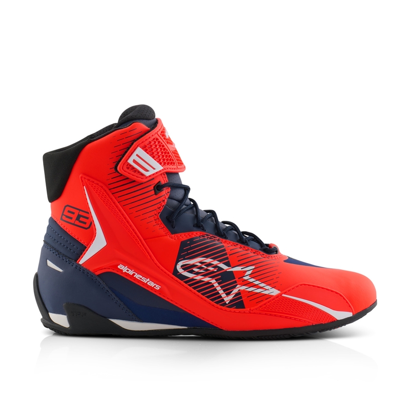 Alpinestars Faster-4 collection MM93 fluo sarkani-zili-balti motocikla zābaki