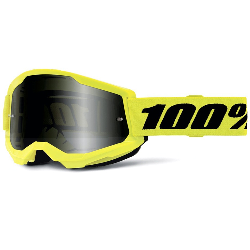 Motokrosa brilles 100% STRATA 2 smilšu dzeltenas ar dubultu kūpinātu pleksiglasu