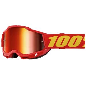 Bērnu motokrosa brilles 100% ACCURI 2 sarkanas ar sarkanu spoguļstikla pleksi stiklu