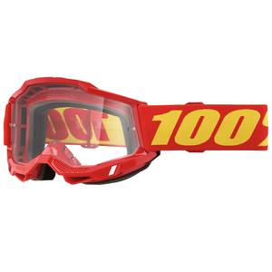 Bērnu motokrosa brilles 100% ACCURI 2 sarkanas ar caurspīdīgu pleksi