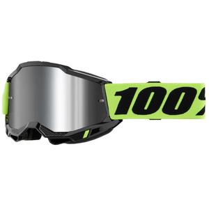 Bērnu motokrosa brilles 100% ACCURI 2 ASV dzeltenas ar sudraba spoguļstikla pleksi stiklu