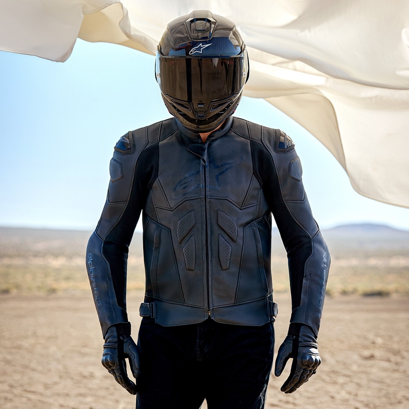 Alpinestars Dusk Black ādas motocikla jaka