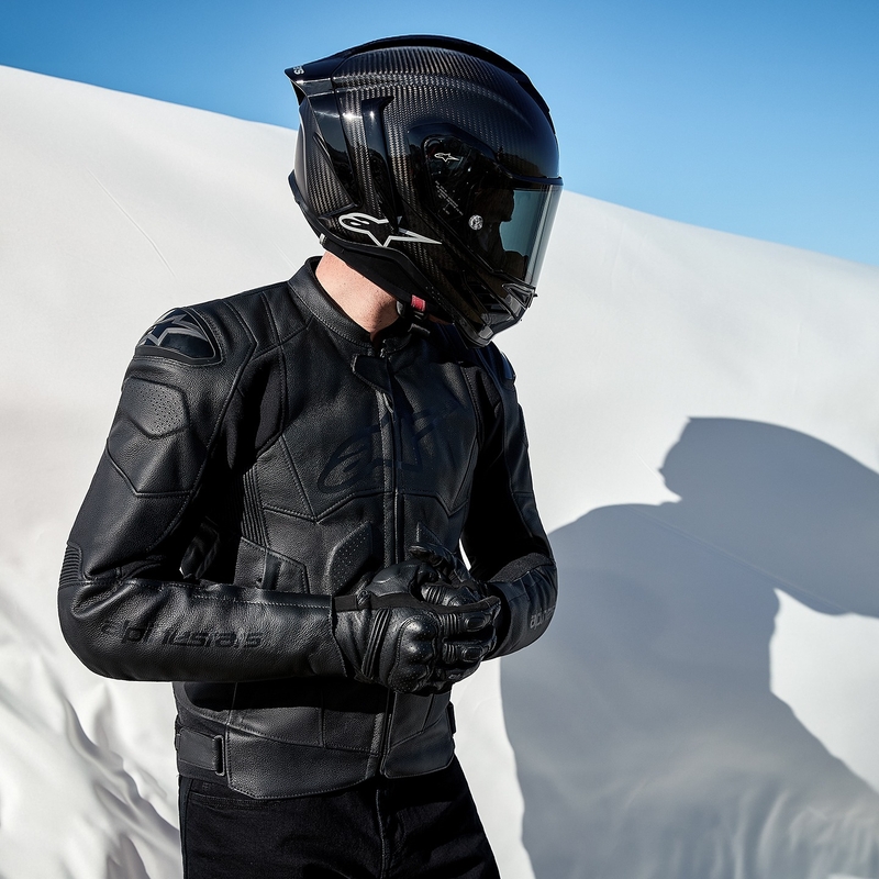 Alpinestars Dusk Black ādas motocikla jaka