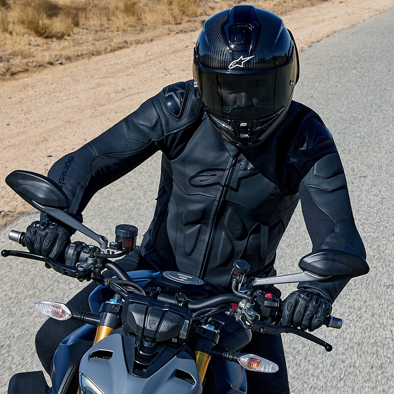 Alpinestars Dusk Black ādas motocikla jaka