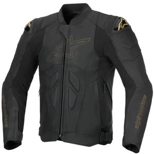 Alpinestars Dusk melnā un zelta ādas motocikla jaka