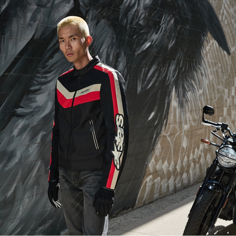 Alpinestars T-Dyno Air Black-Red-Beige motocikla jaka