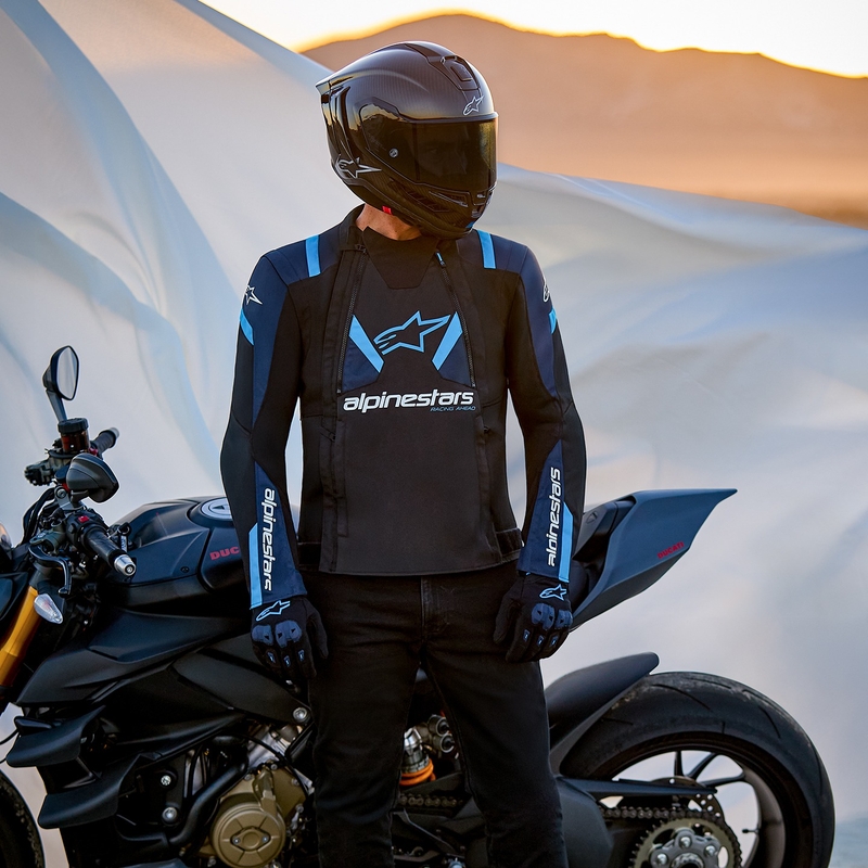 Alpinestars T-Stunt Air Black-Blue-Light Blue motocikla jaka