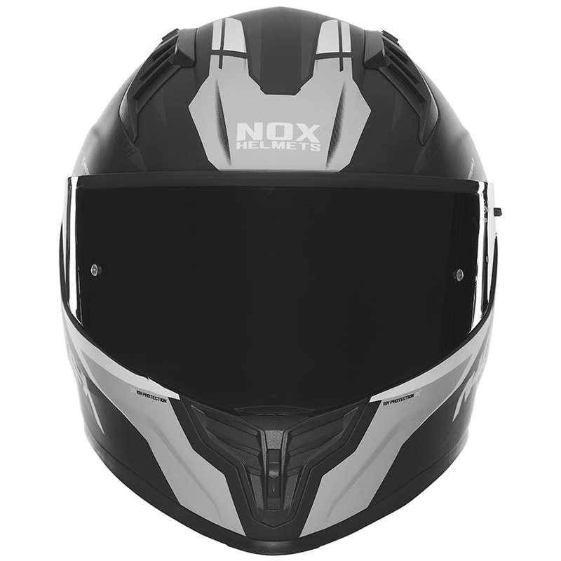 Integrēta motocikla ķivere NOX N401 Crower matēta melna-sudraba krāsā