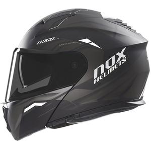 NOX N968 Ultra matēta melnbalta un balta atvāžamā motocikla ķivere