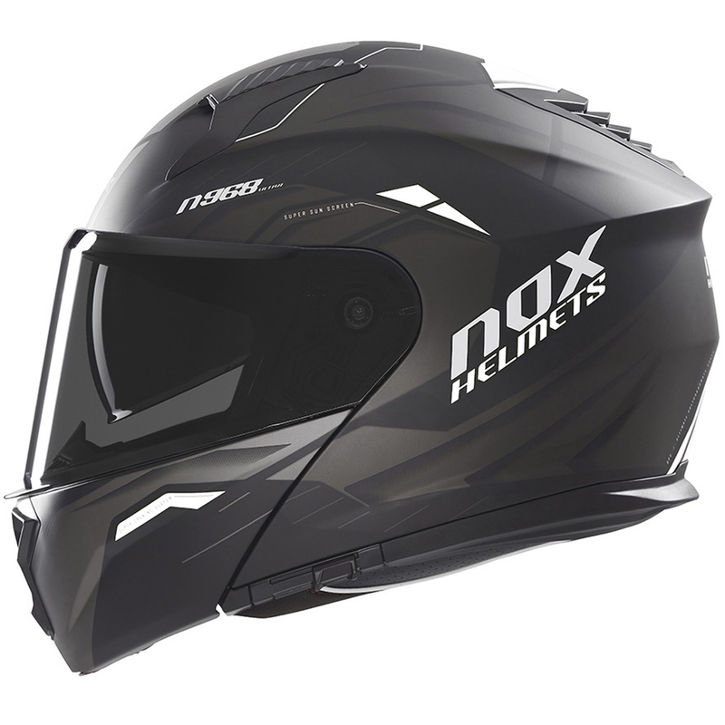 Atverama motocikla ķivere NOX N968 Ultra matēta melna-balta