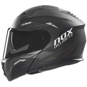 NOX N968 Ultra matēta melna-titāna flip-up motocikla ķivere