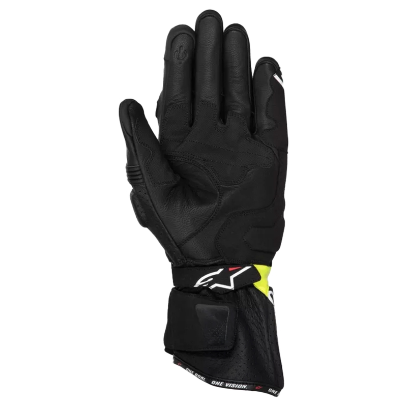 Alpinestars SP-3 melni-fluo dzelteni-balti motocikla cimdi