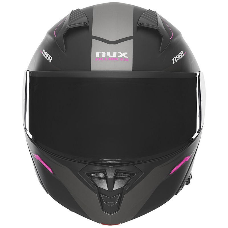 NOX N968 Ultra matēta melna un rozā motobraucēja ķivere