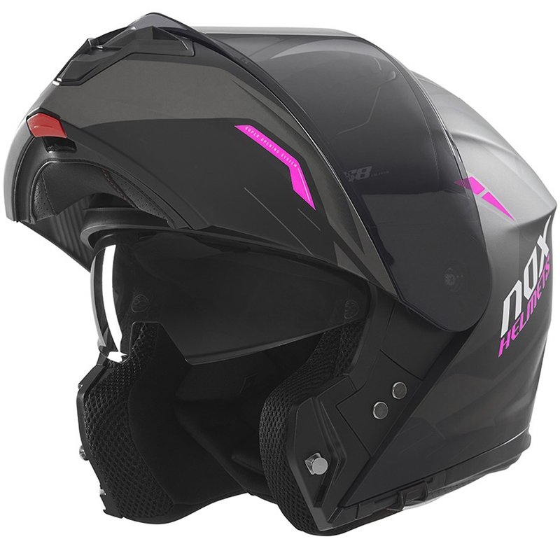 NOX N968 Ultra matēta melna un rozā motobraucēja ķivere