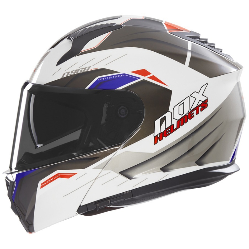 NOX N968 Ultra balta-pelēka motocikla ķivere
