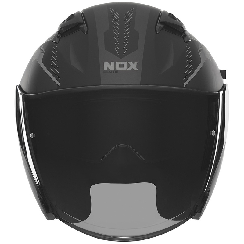 Atvērtā motociklista ķivere NOX N130 Myst matēta melna-sudraba krāsā