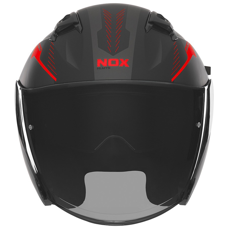 Atvērtā motociklu ķivere NOX N130 Myst matēta melni sarkana