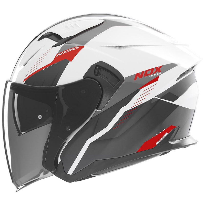 Atvērtā motociklista ķivere NOX N130 Myst balta-melna-sarkana