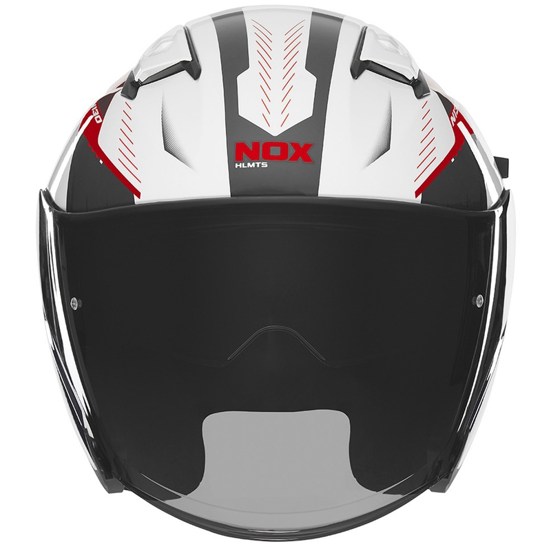 Atvērtā motociklista ķivere NOX N130 Myst balta-melna-sarkana