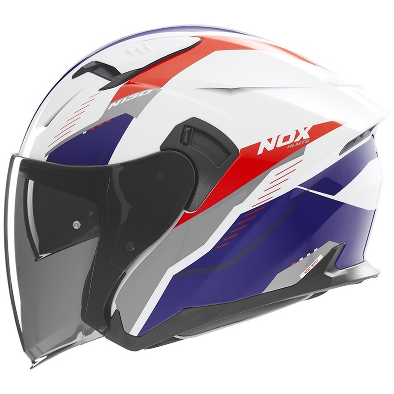 Atvērtā motociklu ķivere NOX N130 Myst balta-zilā-sarkana