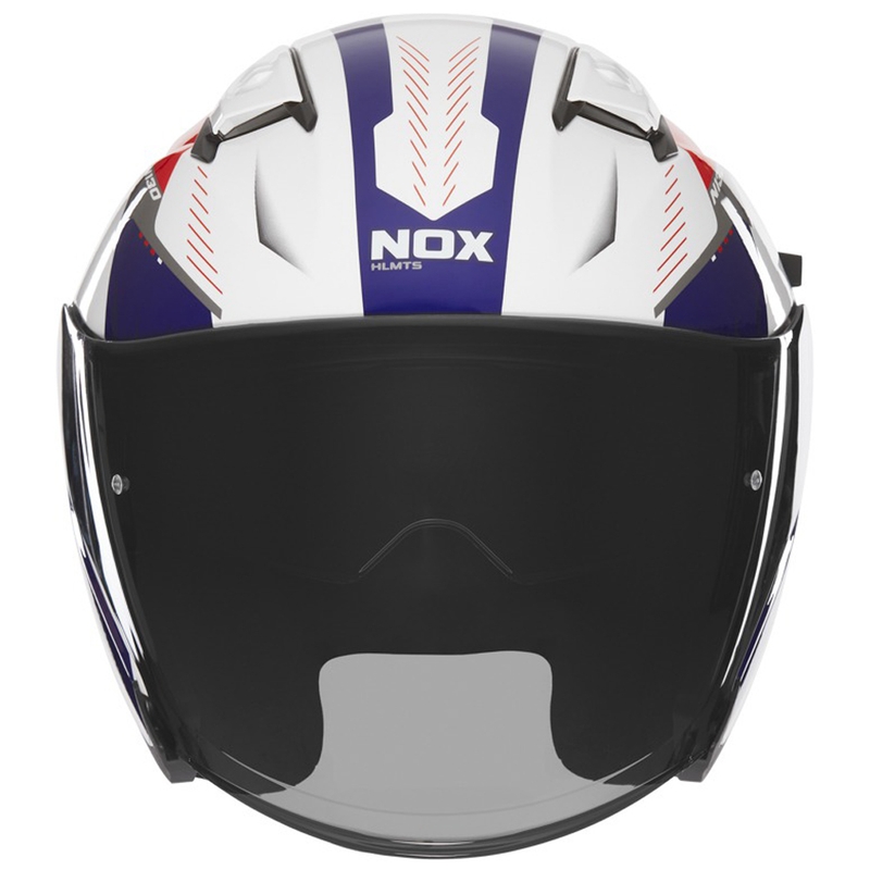 Atvērtā motociklu ķivere NOX N130 Myst balta-zilā-sarkana