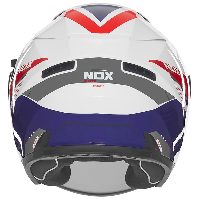 Atvērtā motociklu ķivere NOX N130 Myst balta-zilā-sarkana