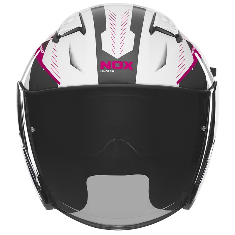Atvērtā motociklista ķivere NOX N130 Myst balta-melna-rozā