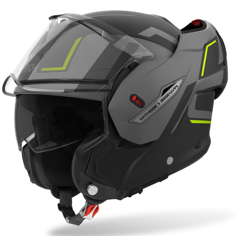 Flip-up motociklu ķivere Airoh Mathisse 2 Genius matēta dzeltena