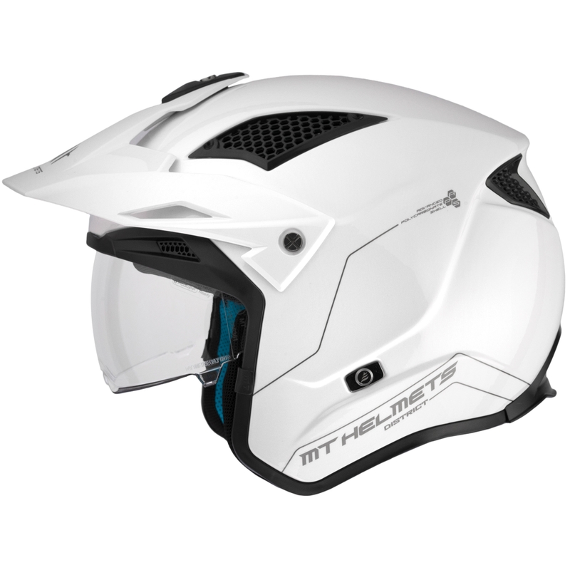 MT District SV Solid White Open Trial motociklu ķivere