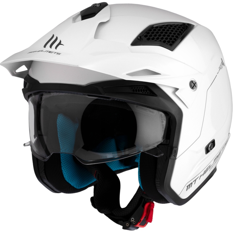 MT District SV Solid White Open Trial motociklu ķivere