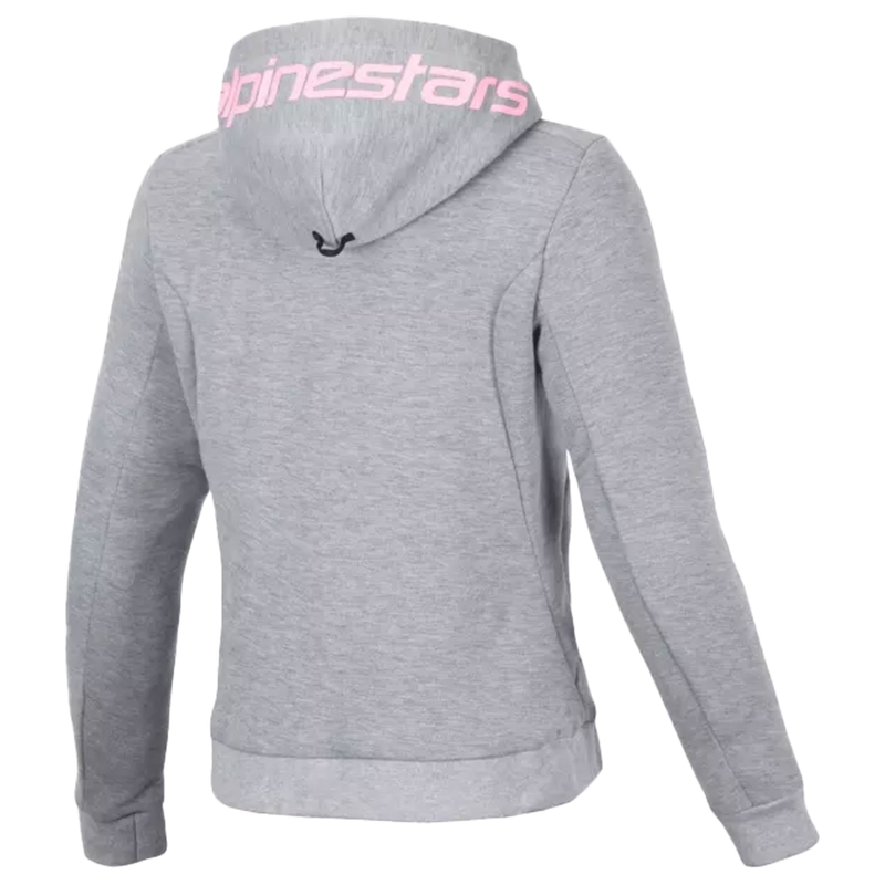 Alpinestars Sieviešu Stella Chrome V2 sporta motocikla jaka ar kapuci pelēkā un rozā krāsā