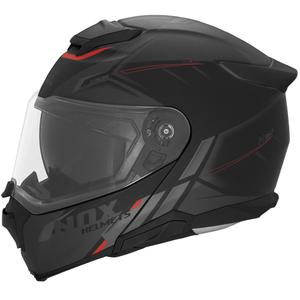 Atverama motocikla ķivere NOX N967 Synchro matēta melna-sarkana