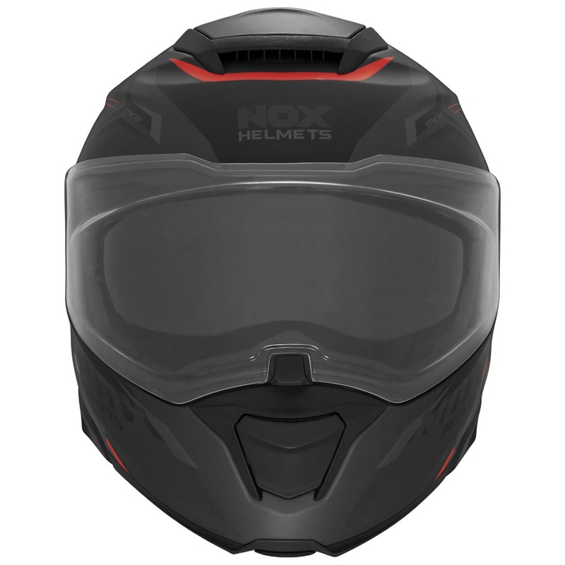Atverama motocikla ķivere NOX N967 Synchro matēta melna-sarkana
