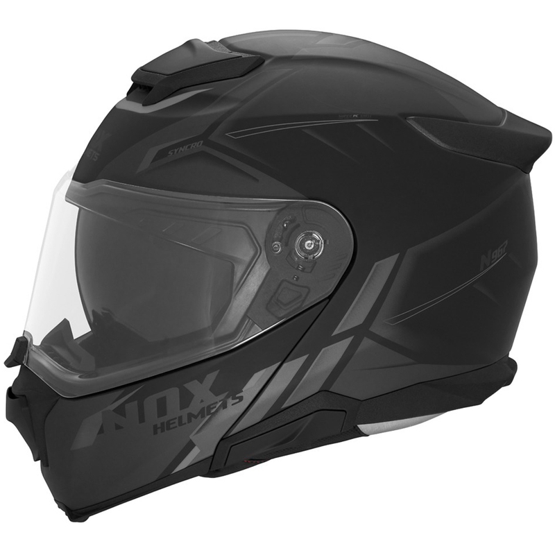 Atverama motocikla ķivere NOX N967 Synchro matēti melna-pelēka