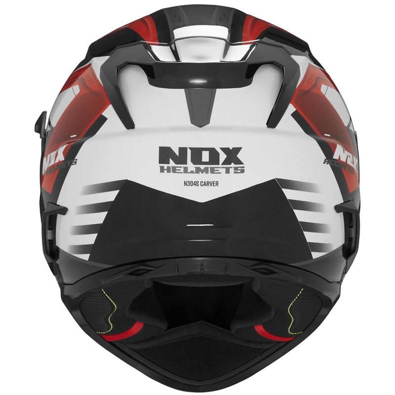 Integrālā motocikla ķivere NOX N304S CARVER melnā-baltā-sarkanā krāsā