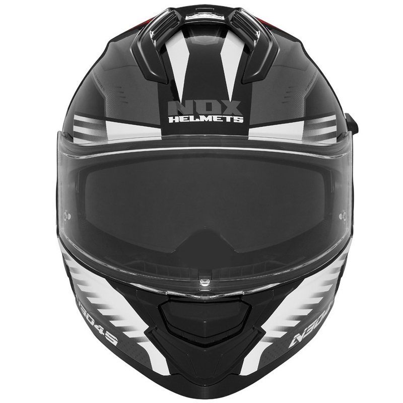 Integrālā motocikla ķivere NOX N304S CARVER melnā-baltā-sarkanā krāsā