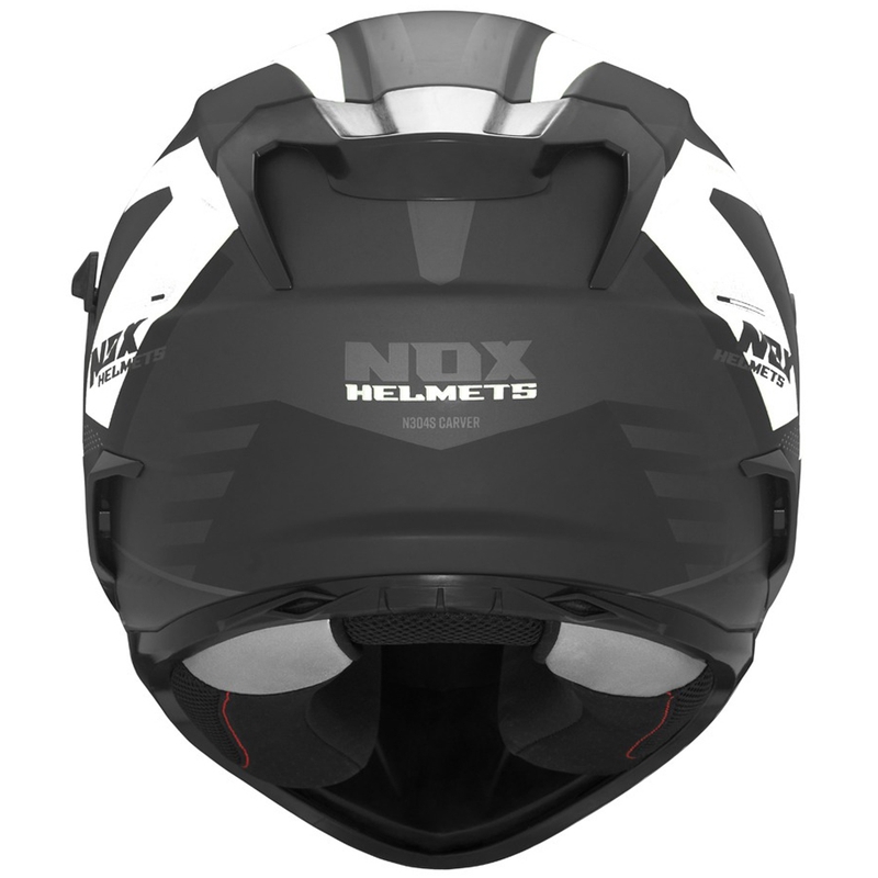 Integrēta motocikla ķivere NOX N304S CARVER matēta melnā un baltā krāsā