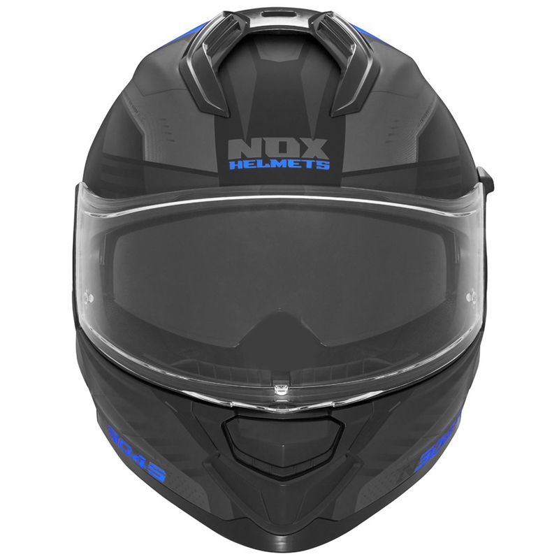 Integrālā motociklista ķivere NOX N304S CARVER matēta melnzilā krāsā