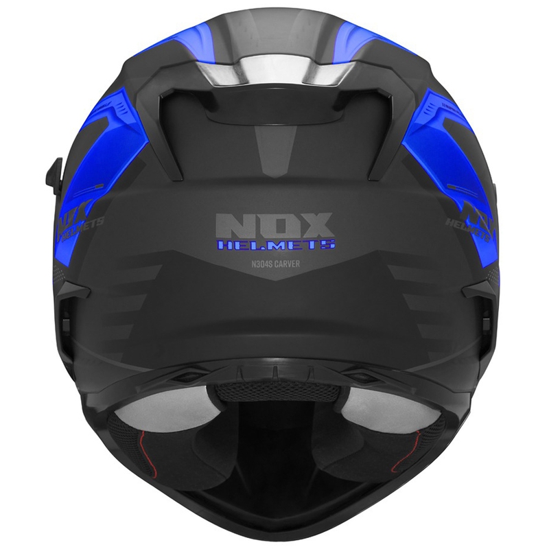Integrālā motociklista ķivere NOX N304S CARVER matēta melnzilā krāsā