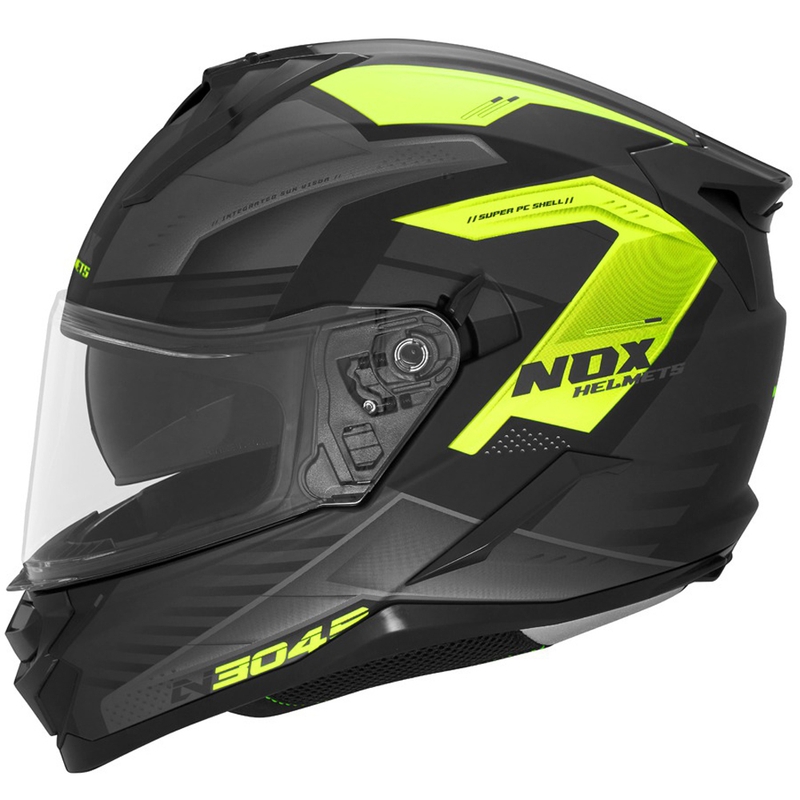 Integrālā motociklista ķivere NOX N304S CARVER matēta melni dzeltena