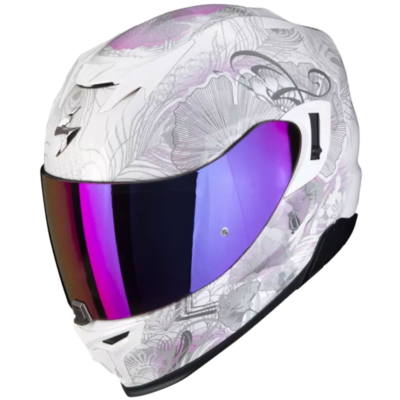 Integrēta motociklistu ķivere Scorpion EXO-520 EVO Air Melrose perlamutrs balts-rozā