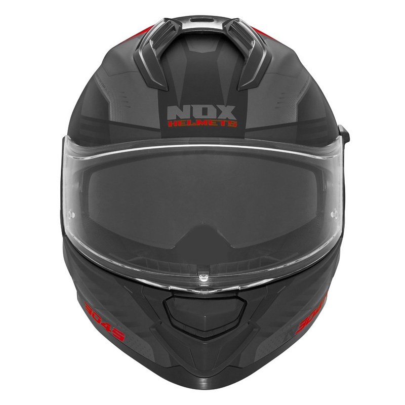 Integrālā motociklista ķivere NOX N304S CARVER matēta melni sarkana