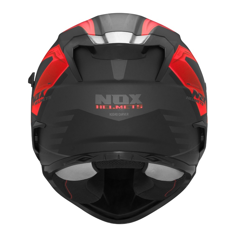 Integrālā motociklista ķivere NOX N304S CARVER matēta melni sarkana