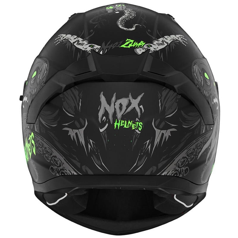 Integrēta motocikla ķivere NOX N401 ZUMBI matēta melna-fluo zaļa