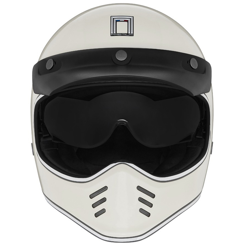 Integrālā motociklista ķivere NOX PREMIUM SEVENTY II ziloņkaula balta