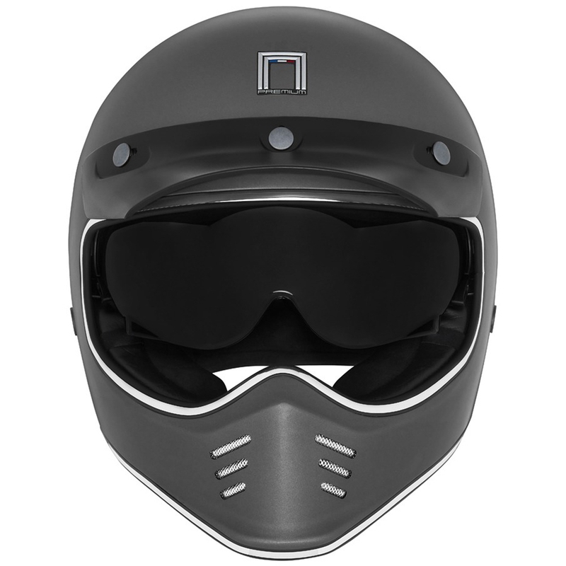 Integrēta motocikla ķivere NOX PREMIUM SEVENTY II titāna krāsā