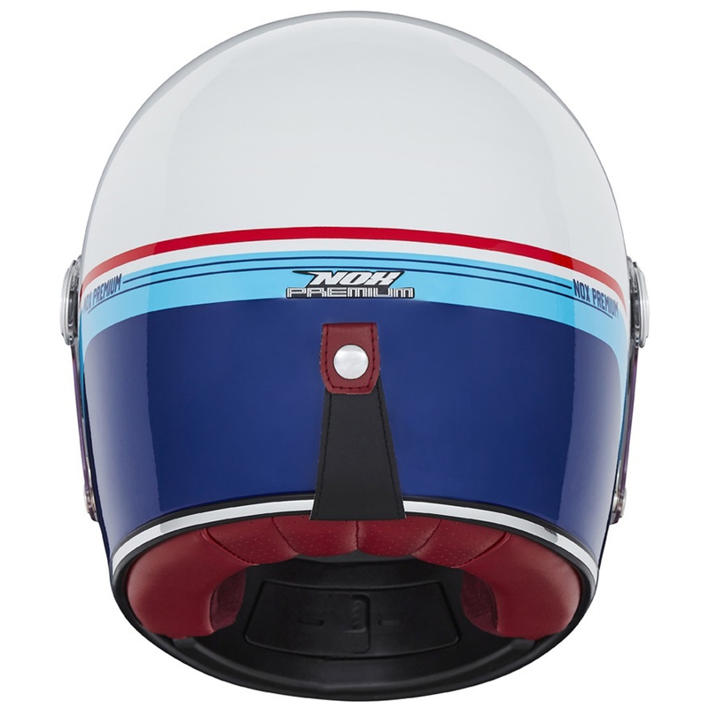 Integrālā motociklu ķivere NOX PREMIUM REVENGE balta-zilā-sarkana